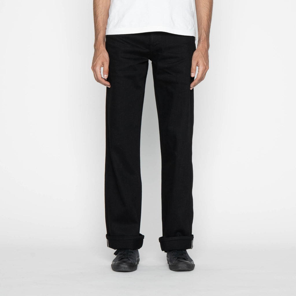 UB744 Wide Fit - 11oz Solid Black Stretch Selvedge Denim