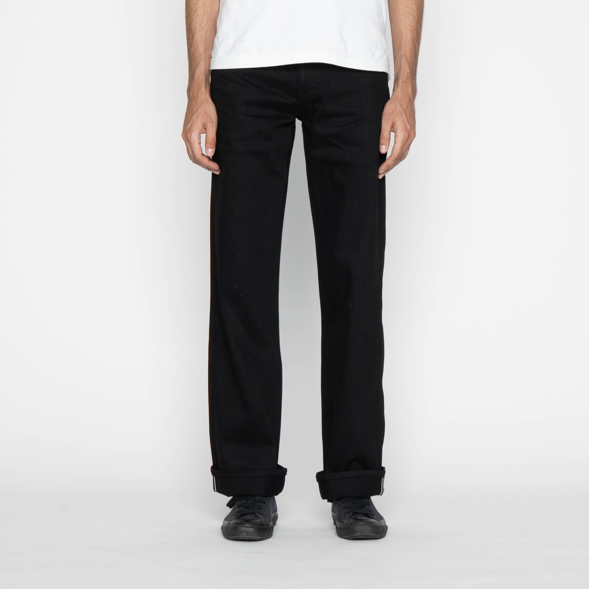 UB744 Wide Fit - 11oz Solid Black Stretch Selvedge Denim
