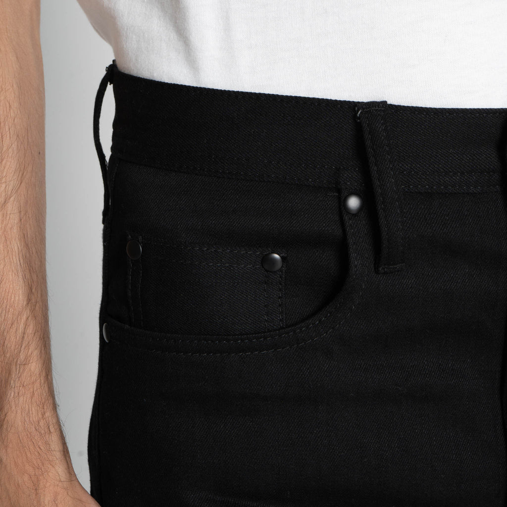 UB744 Wide Fit - 11oz Solid Black Stretch Selvedge Denim
