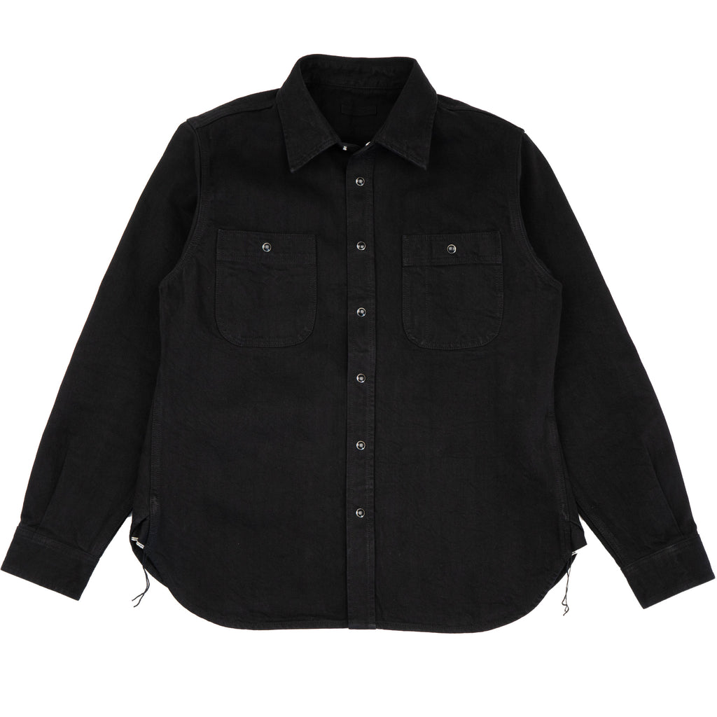 UBS433 Work Shirt - Solid Black Selvedge