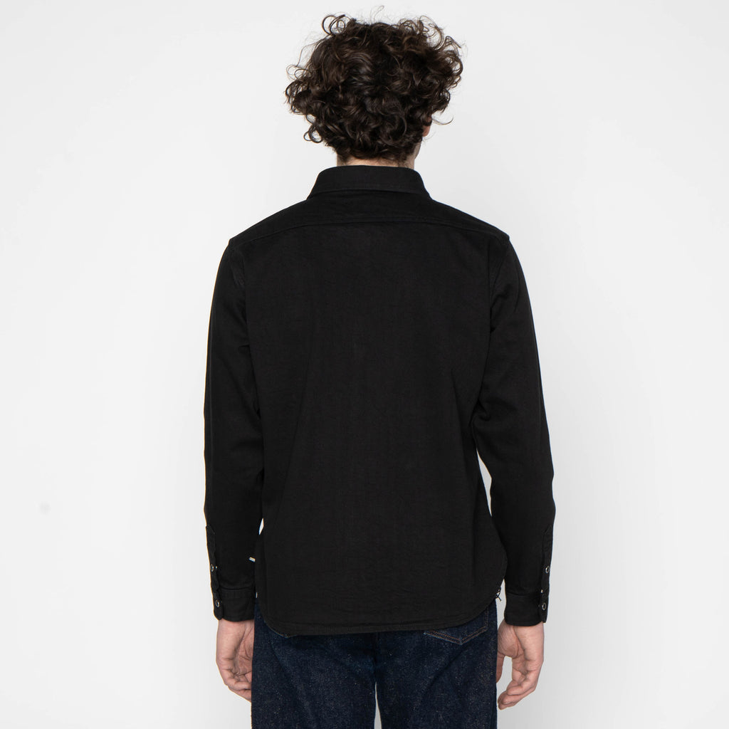 UBS433 Work Shirt - Solid Black Selvedge