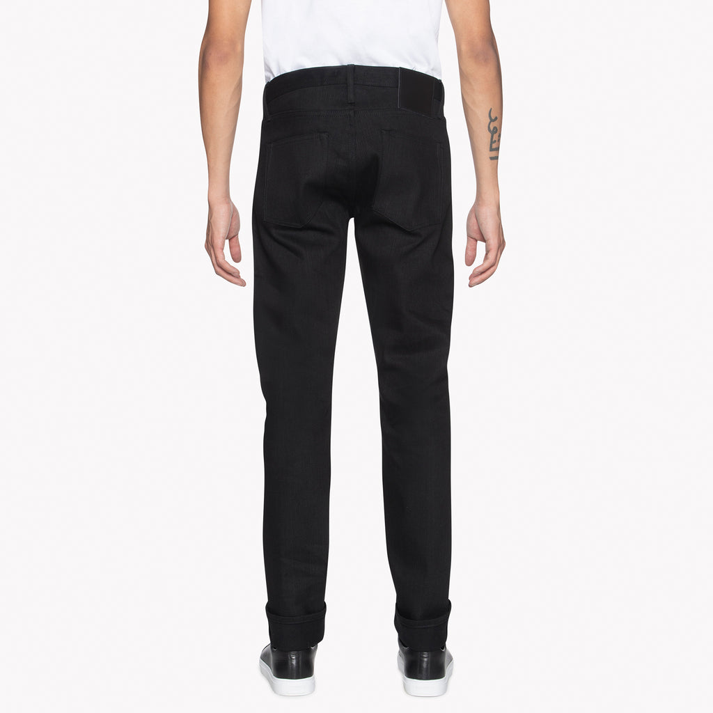 UB144 Skinny Fit 11oz Solid Black Stretch Selvedge Denim | The Unbranded Brand
