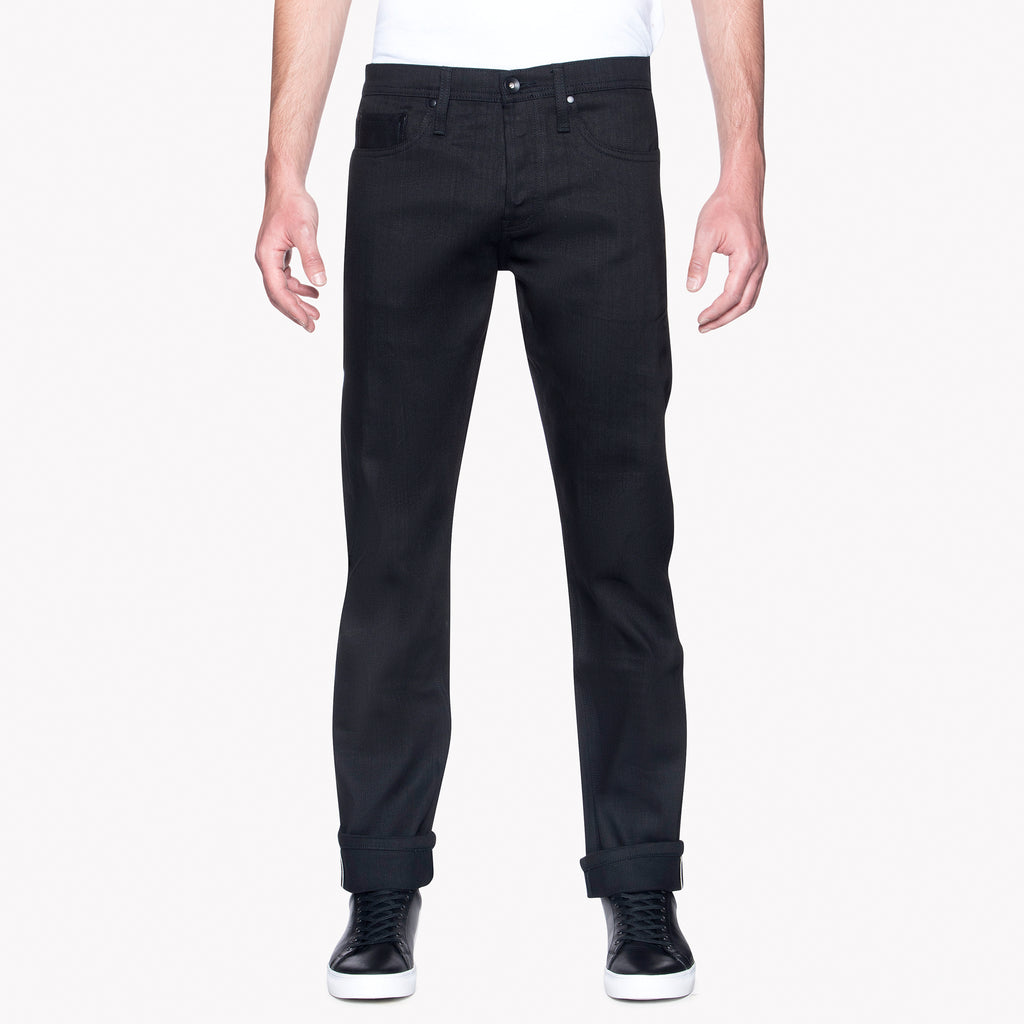 UB244 Tapered Fit 11oz Solid Black Stretch Selvedge Denim | The Unbranded Brand
