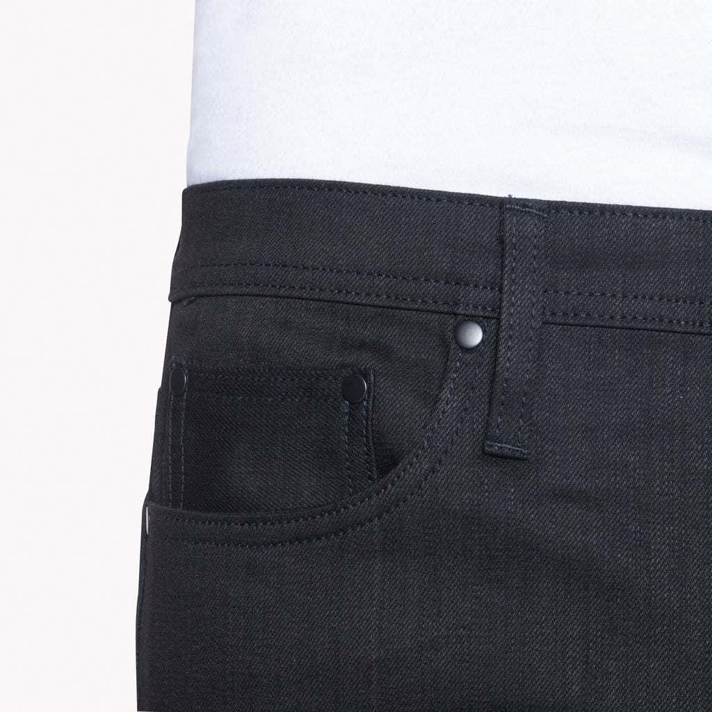 UB244 Tapered Fit 11oz Solid Black Stretch Selvedge Denim | The Unbranded Brand