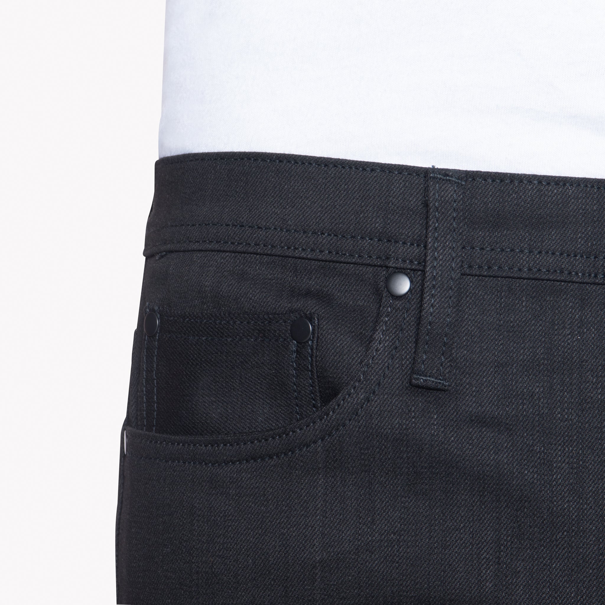 UB244 Tapered Fit 11oz Solid Black Stretch Selvedge Denim | The Unbranded Brand