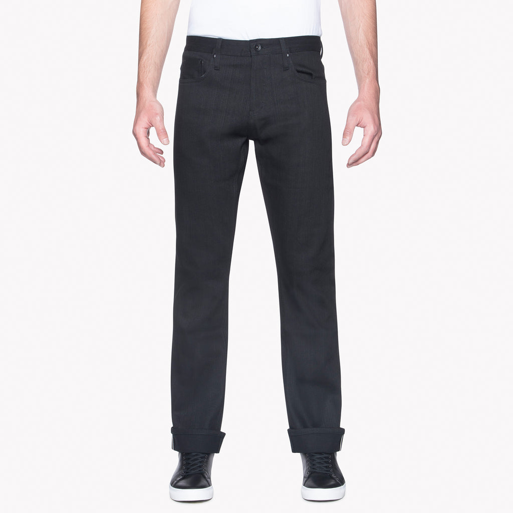 UB344 Straight Fit 11oz Solid Black Stretch Selvedge Denim | The Unbranded Brand