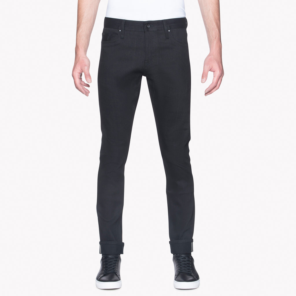 UB444 Tight Fit 11oz Solid Black Stretch Selvedge Denim | The Unbranded Brand