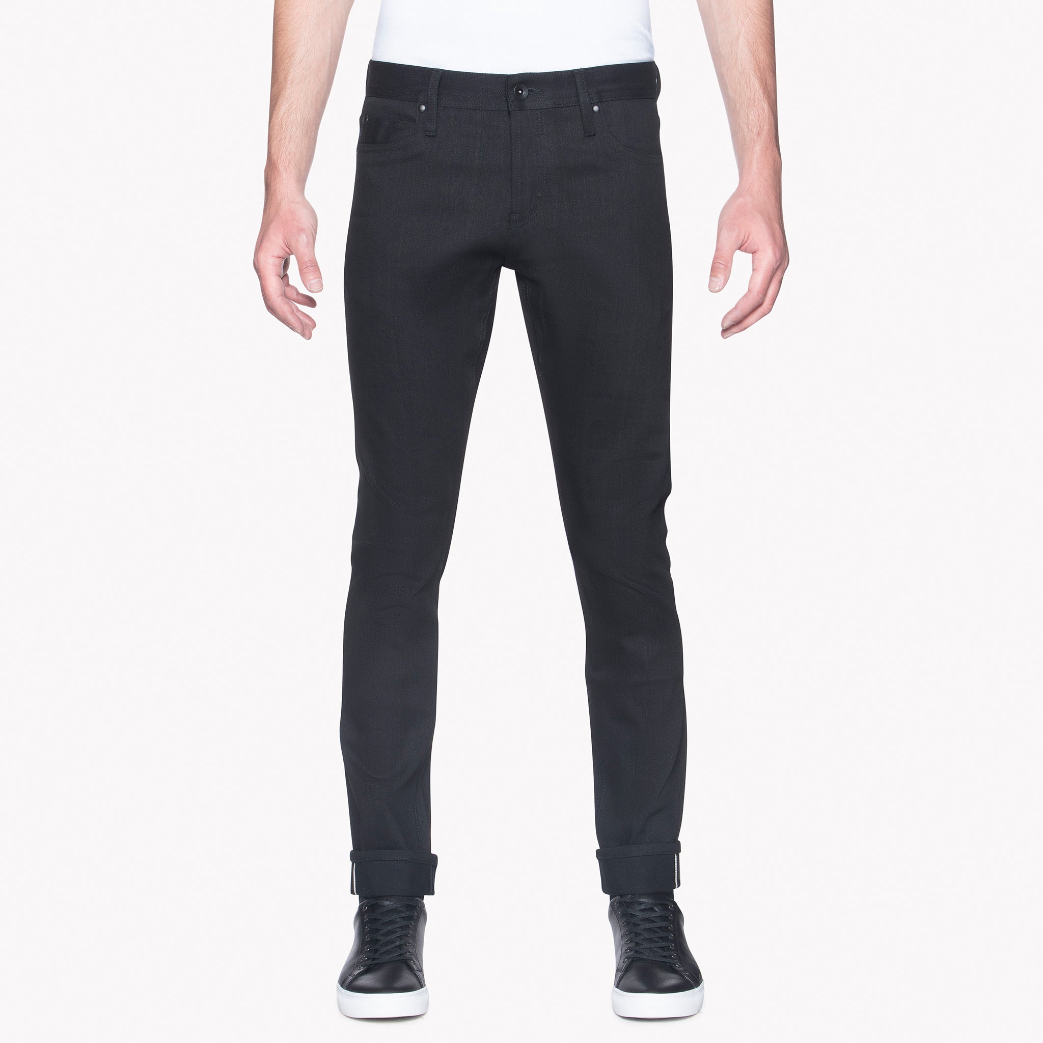 UB444 Tight Fit 11oz Solid Black Stretch Selvedge Denim | The Unbranded Brand