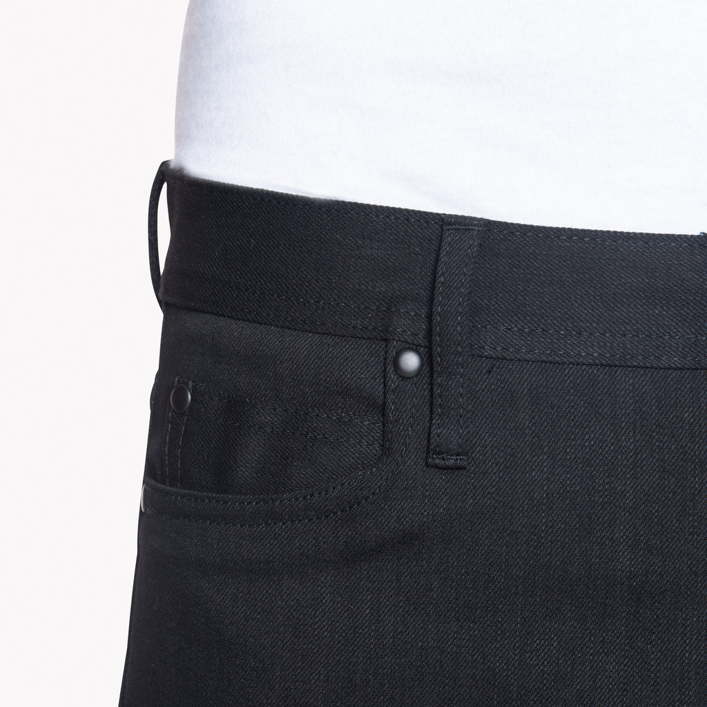 UB444 Tight Fit 11oz Solid Black Stretch Selvedge Denim | The Unbranded Brand