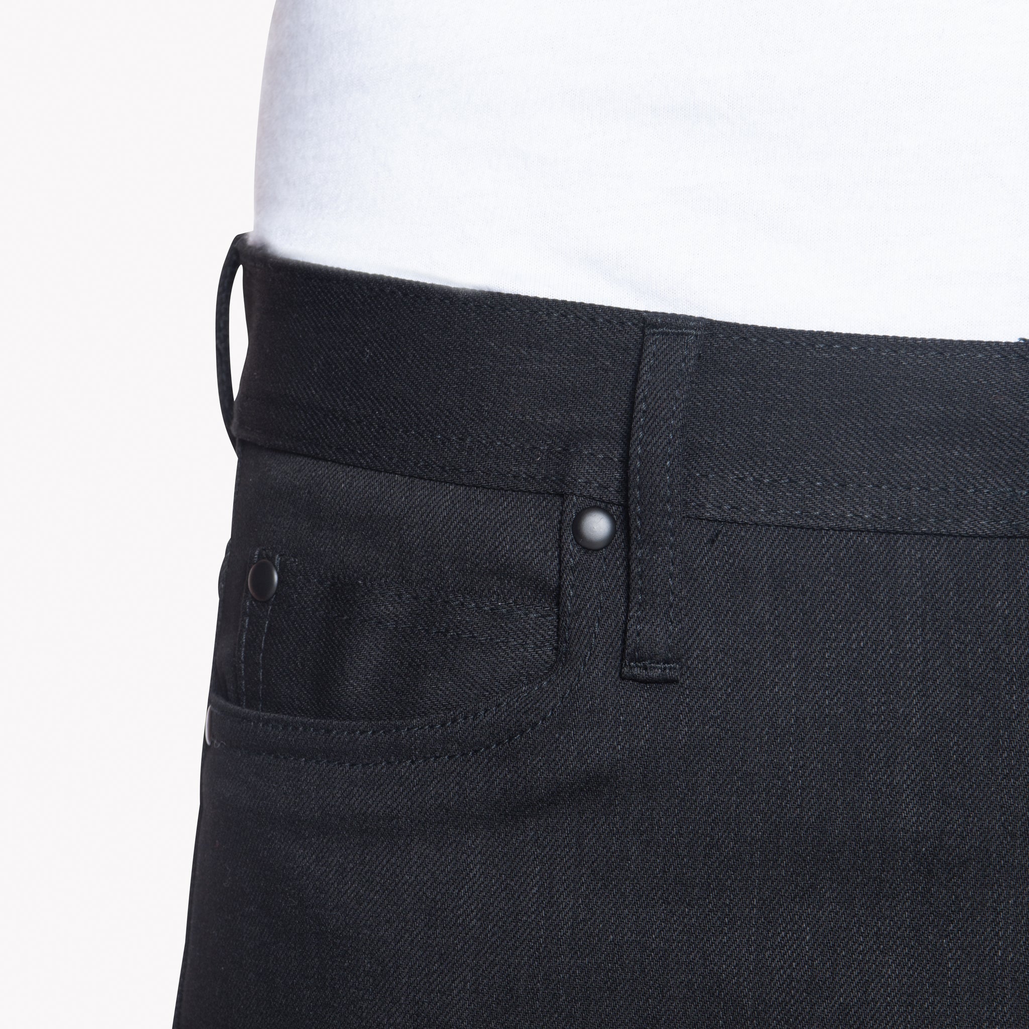 UB444 Tight Fit 11oz Solid Black Stretch Selvedge Denim | The Unbranded Brand