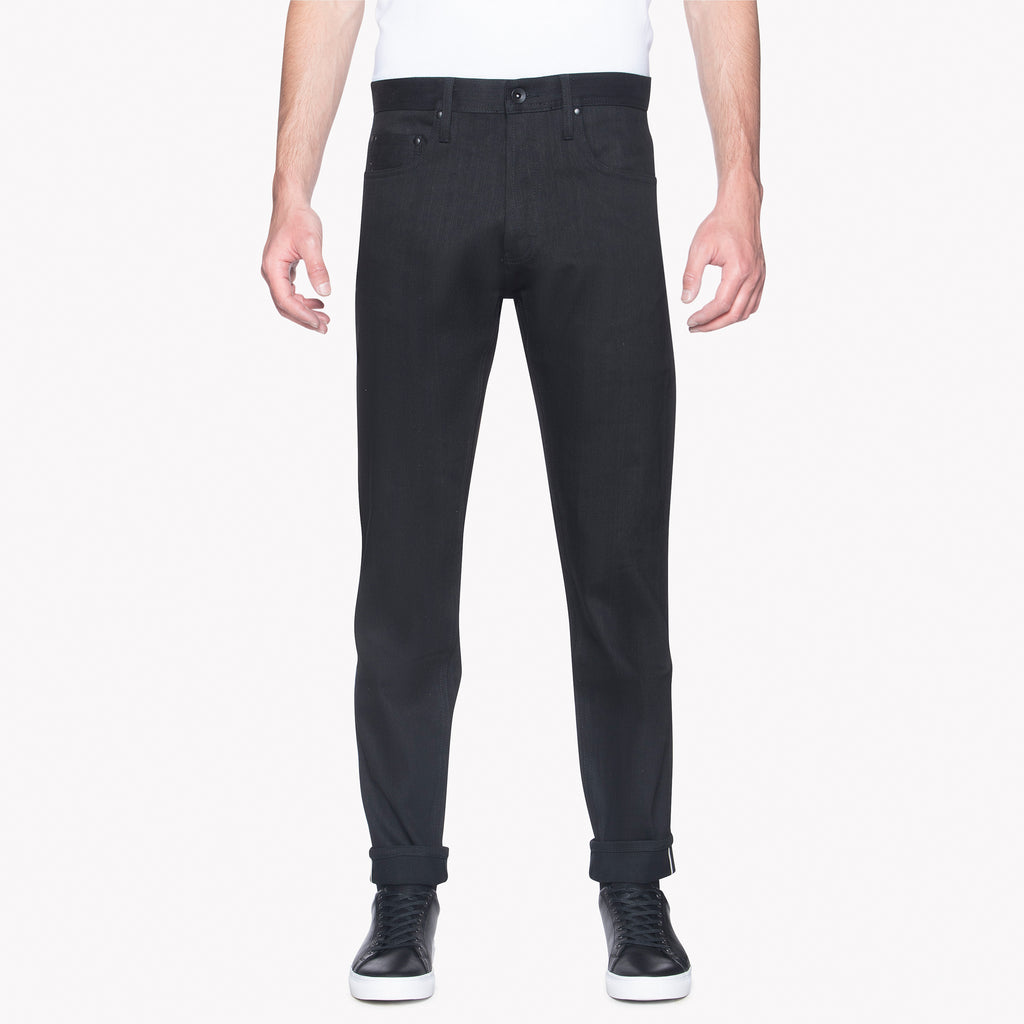 UB644 Relaxed Tapered Fit 11oz Solid Black Stretch Selvedge Denim | The Unbranded Brand