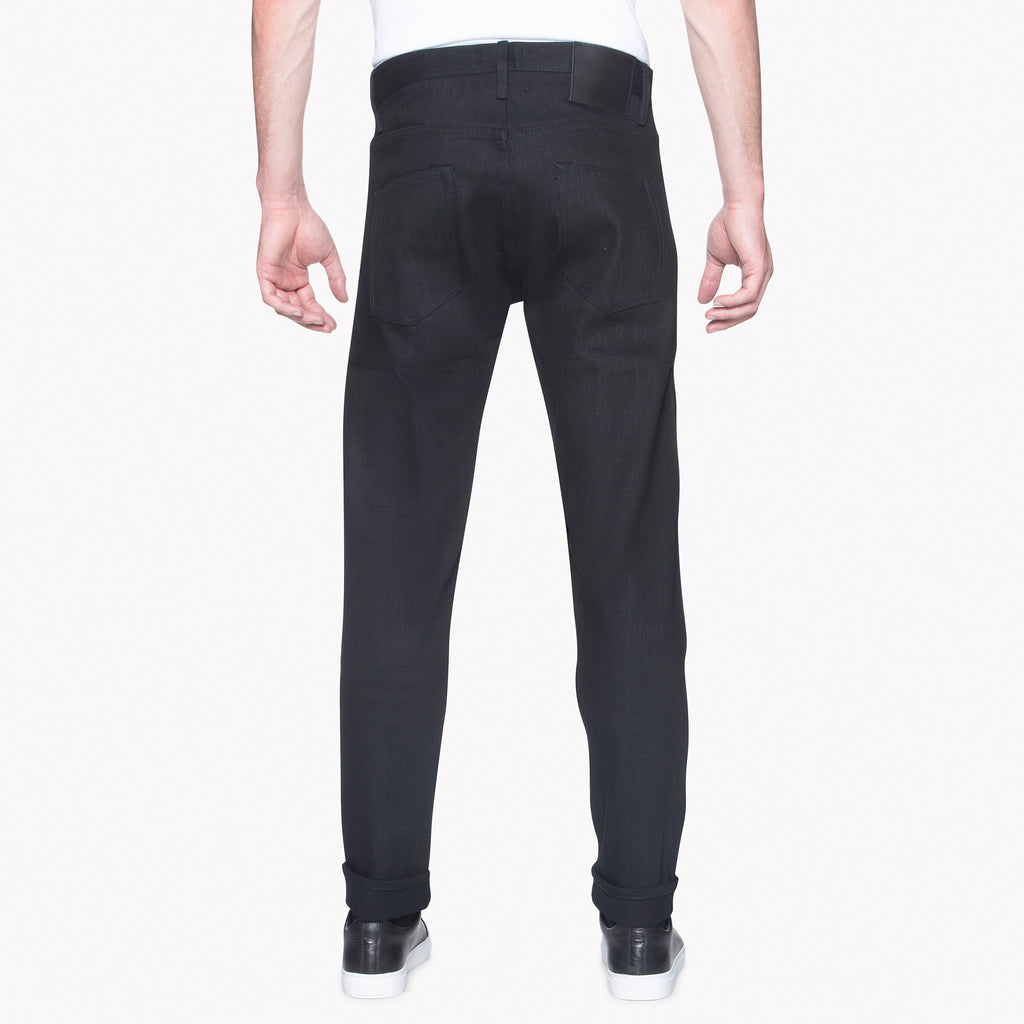 UB644 Relaxed Tapered Fit 11oz Solid Black Stretch Selvedge Denim | The Unbranded Brand